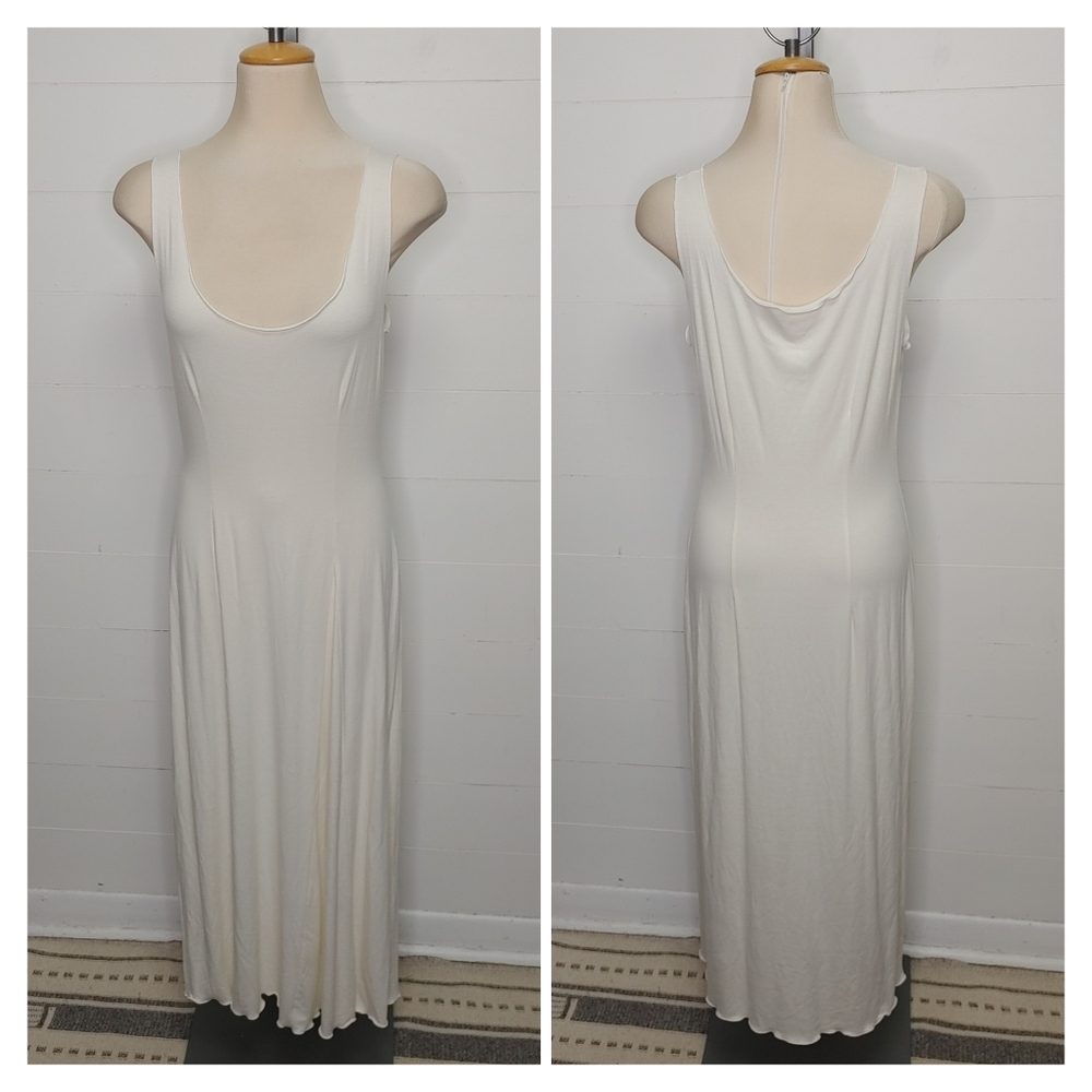 Linda Lundstrom Organic Cotton & Bamboo Cream Maxi Dress Size 10